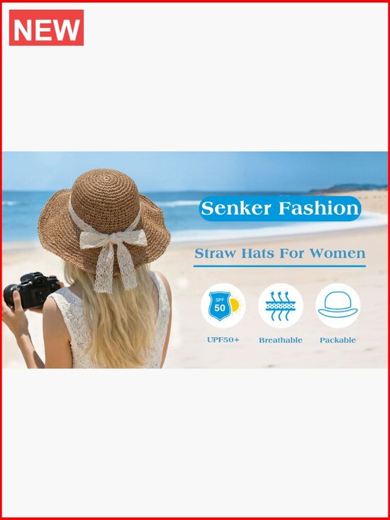 Handmade Straw Floppy Bucket Sun Hat for Women, Wide Brim, Packable